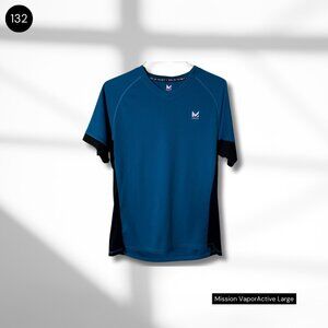Mission VaporActive V-Neck Performance Tee in Blue
